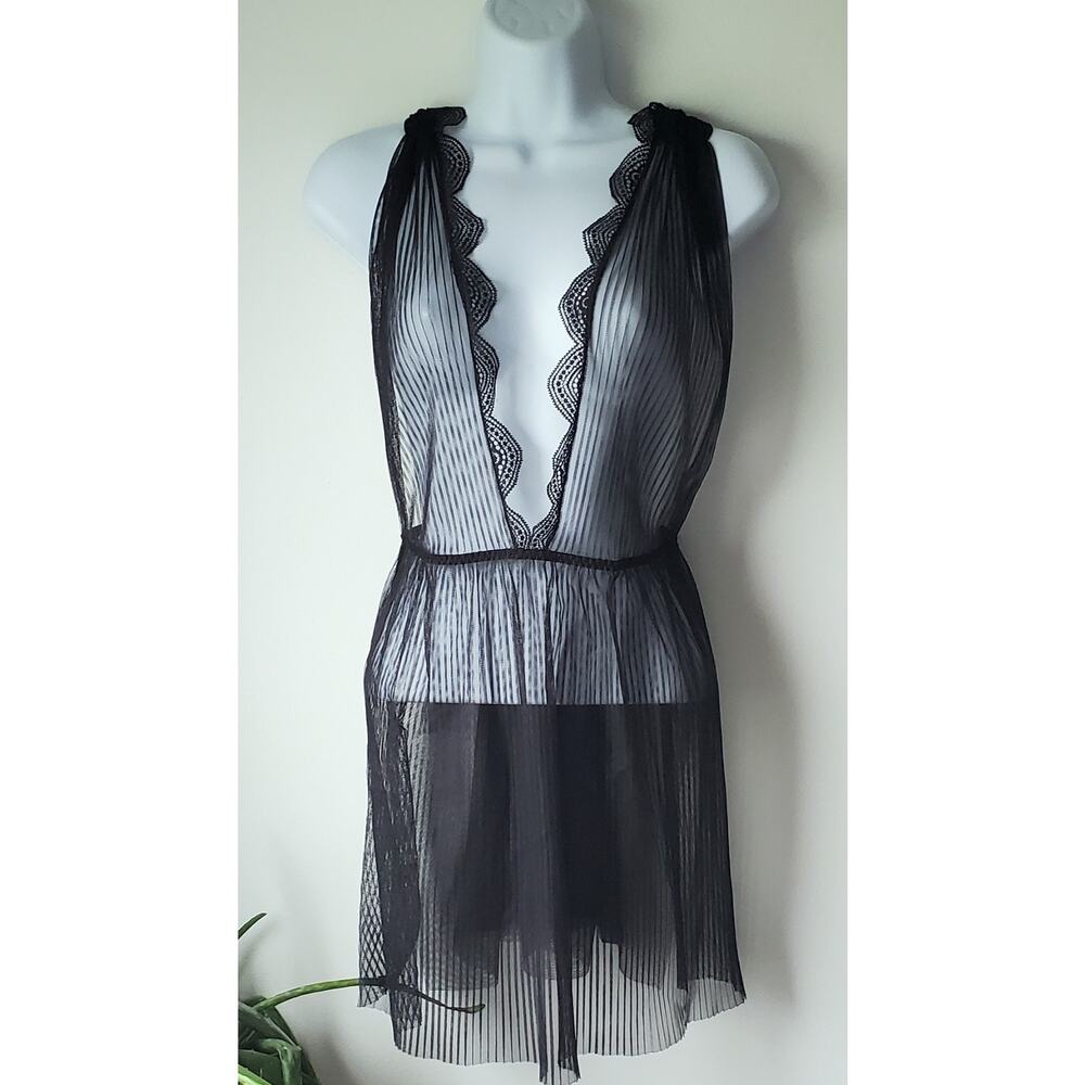 Victoria's Secret Womens Black Sheer Dress Size Large Lingerie Sexy Bodycon